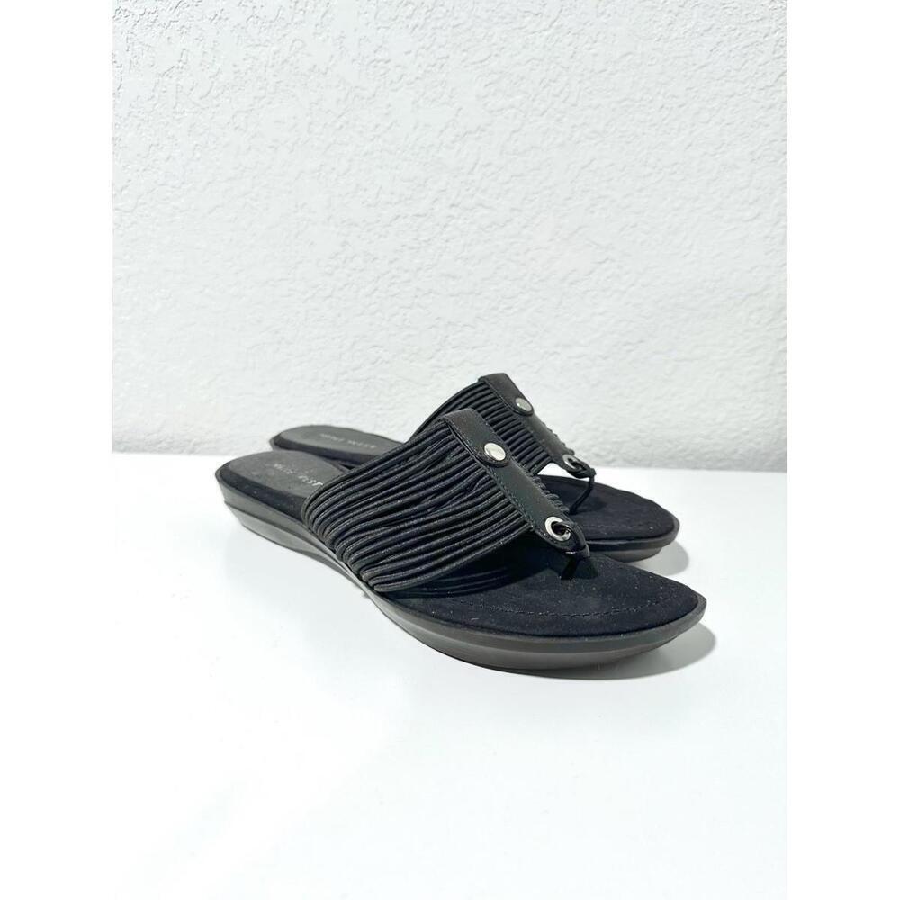 Nine West Womens Sandals Thong Multi Strap Design Black Silver Accent Size 8M - Picture 2 of 7